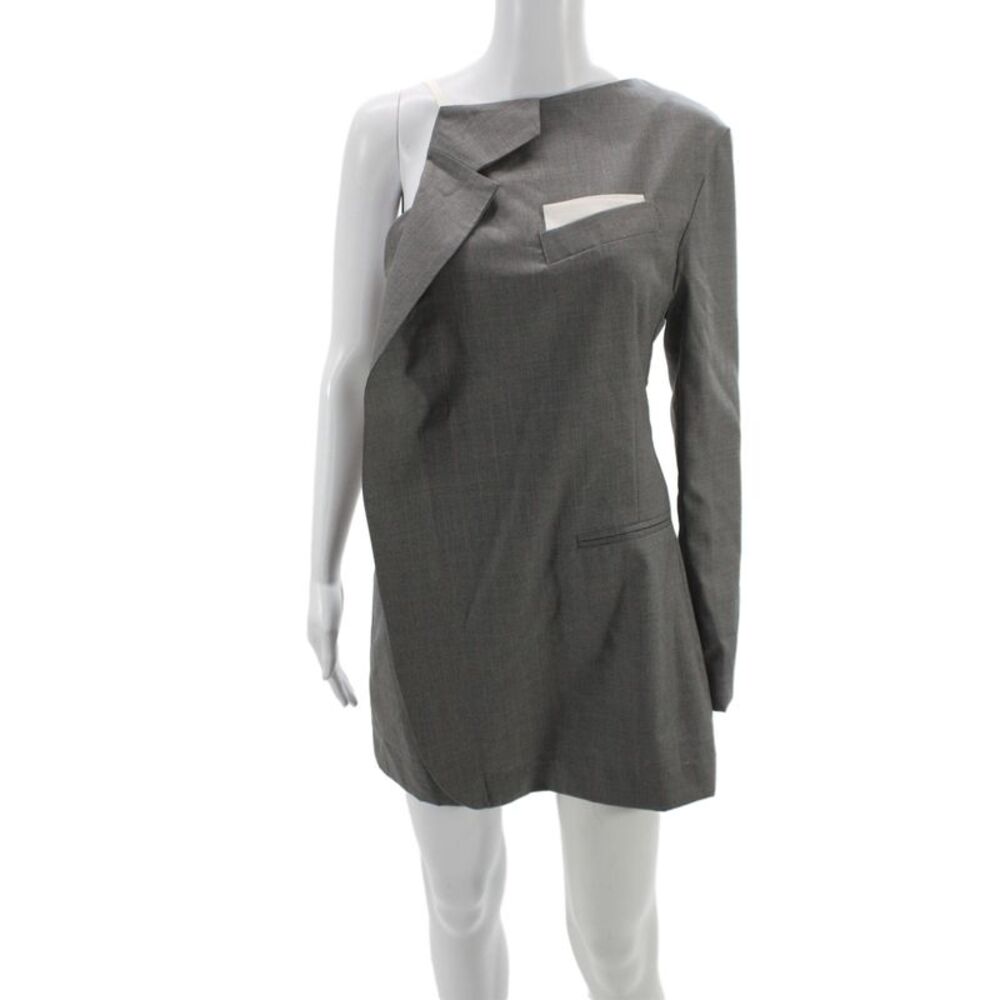 Jacquemus Women Basic Jacket Gray Striped High Neck Zip Long Sleeve Size 4